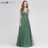 New Bridesmaids Dresses 2020 Ever Pretty EP07526OD Elegant A Line V Neck Long Tulle Pleated Wedding Party Gowns Robe Mousseline