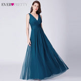 New Bridesmaids Dresses 2020 Ever Pretty EP07526OD Elegant A Line V Neck Long Tulle Pleated Wedding Party Gowns Robe Mousseline