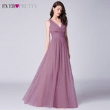 New Bridesmaids Dresses 2020 Ever Pretty EP07526OD Elegant A Line V Neck Long Tulle Pleated Wedding Party Gowns Robe Mousseline