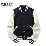 Girls Woman Baseball jackets S 3XL Wine Red Black Royal Blue Red Navy Blue Couple Clothes Autumn Winter ZIIART