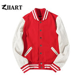 Girls Woman Baseball jackets S 3XL Wine Red Black Royal Blue Red Navy Blue Couple Clothes Autumn Winter ZIIART