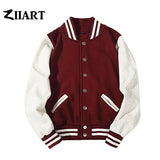 Girls Woman Baseball jackets S 3XL Wine Red Black Royal Blue Red Navy Blue Couple Clothes Autumn Winter ZIIART