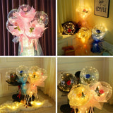 LED Balloon Luminous Balloon Rose Bouquet Transparent Bobo Ball Rose Birthday Valentines Day Gifts Party Wedding Decor Balloons