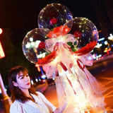 LED Balloon Luminous Balloon Rose Bouquet Transparent Bobo Ball Rose Birthday Valentines Day Gifts Party Wedding Decor Balloons