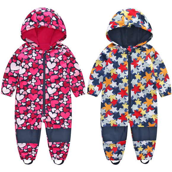 Children's ski suits soft shell children's jumpsuits boys and girls jumpsuits warm waterproof windproof thin section