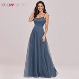 Prom Dresses Woman Party Night Ever Pretty A Line Tulle Round Neck Sleeveless Backless Elegant Formal Gowns Vestidos EP00213