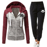 Autumn Tracksuit Woman Zipper Patchwork Hoodie+Pants Suit Long Sleeve Sweatshirts and Trousers 2 Piece Set Winter Clothing