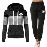 Autumn Tracksuit Woman Zipper Patchwork Hoodie+Pants Suit Long Sleeve Sweatshirts and Trousers 2 Piece Set Winter Clothing